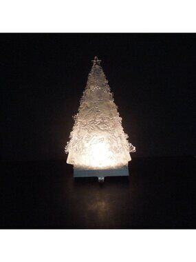 Christmas Tree Frosted Light Holiday Stocking Hanger Acrylic 11"